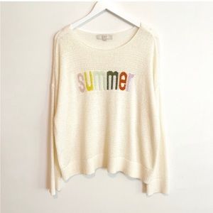 Loft Sweater‎ Beachy summer Women Ivory Sweatshirt L